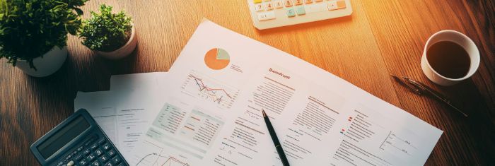 Financial reports on a desk